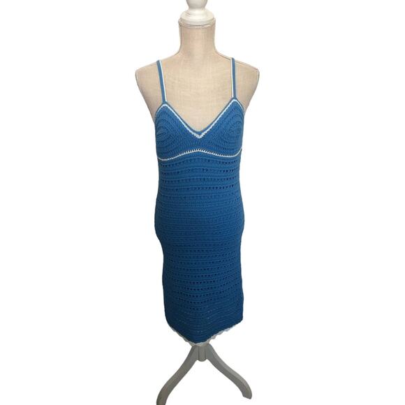 Willow and Wind Blue and White Crochet  Midi Dress - M - Picture 10 of 10